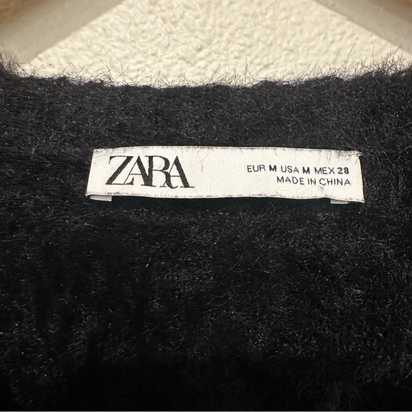 Zara Faux Fur Cardigan Sweater with Gold Star Buttons - Picture 7 of 9